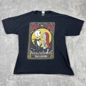 The Nightmare Before Christmas Shirt Womens XL Black Graphic Print Pullover Tee